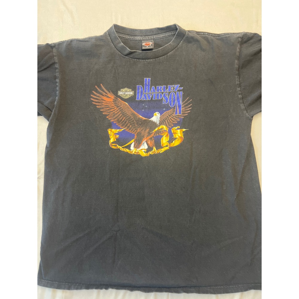 Harley-Davidson Green Bay Wisconsin Eagle Flame Graphic T-Shirt Black XL